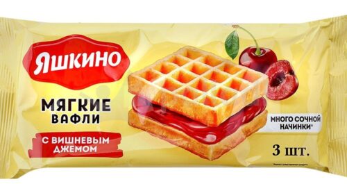 Мягкие вафли с вишневым джемом 120г 1/34