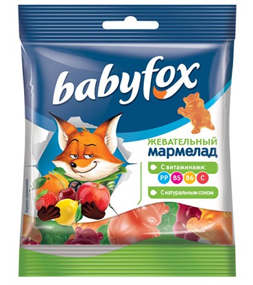 Жев.Марм babyfox бегемоты 70г/50