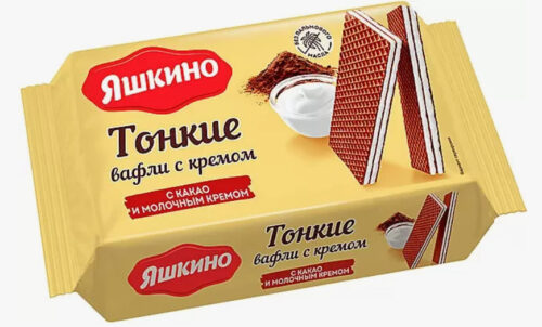 Ваф.тонкие Яшкино 144г*26 шт с какао и молоч.кремом