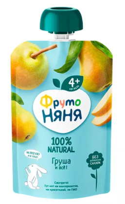 Пюре "ФрутоНяня" груша/гипоаллерген. (4+) 90г*12 пауч Россия (P079002/43000233/43002371)