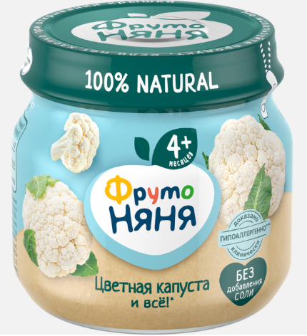 Пюре "ФрутоНяня" цветная капуста с/б (4+) 80г*6 Россия (43000201)