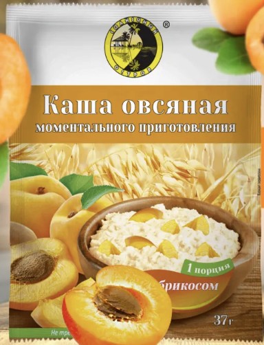 Каша овсяная б/п с Абрикосом 37г*40 шт"Солнечный остров"