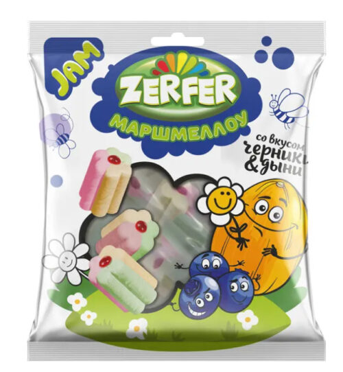 Маршмеллоу Zerfer JAM черника/дыня 90г*20 шт