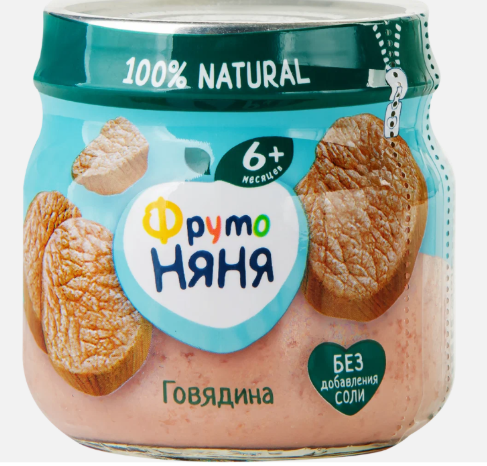 Пюре "ФрутоНяня" говядина с/б (6+) 80г*6 Россия (P070806/43000573)