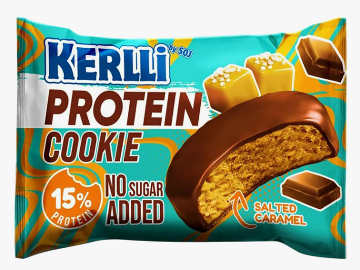 Печенье протеиновое глазир. «KERLLI» со вкусом карамели без сахара 45г (4б*12шт)