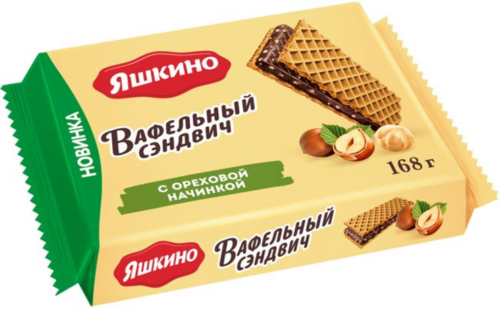 Ваф.сэндвич Яшкино с ореховой начинкой 168г*20 шт