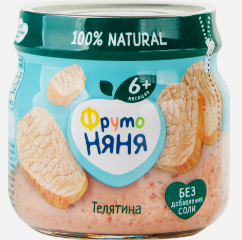 Пюре "ФрутоНяня" телятина с/б (6+) 80г*6 Россия (43000570)