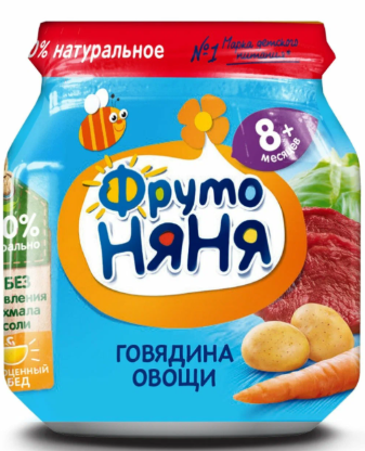 Пюре "ФрутоНяня" говядина с овощами с/б 100г*6 Россия (P071006/43001064)