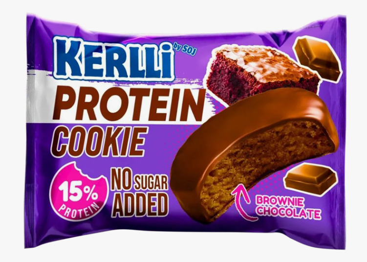 Печенье протеиновое глазир. «KERLLI» со вкусом брауни без сахара 45г (4б*12шт)