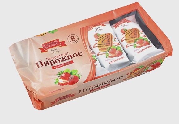 Пирожное бисквитное "Клубничное" 240г*10