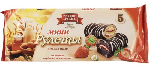 Мини-рулеты бисквитные со вкусом клубники со сливками 175г*15