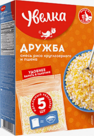 Рис Круглый смесь пшено шлиф (ДРУЖБА) Увелка вар.пак. 6х400гр